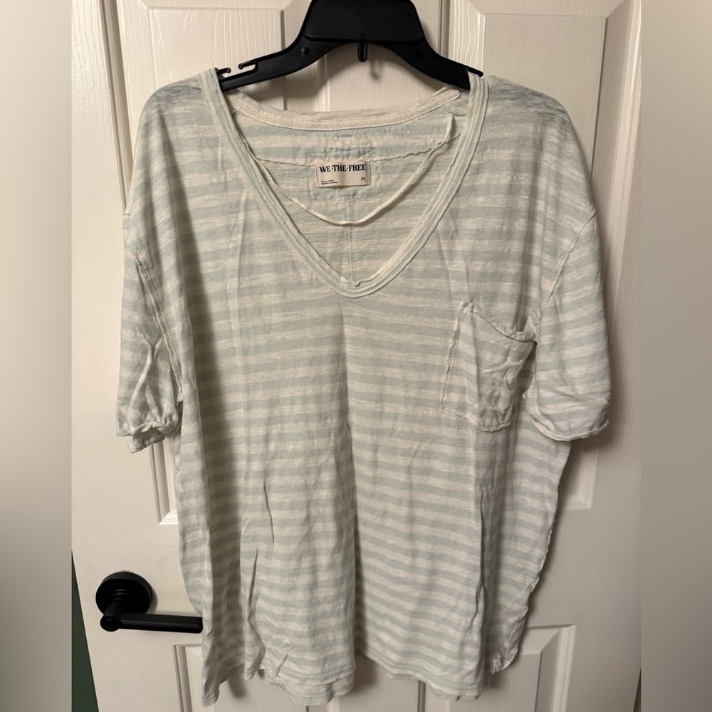 We The Free Light Blue V-Neck Tee